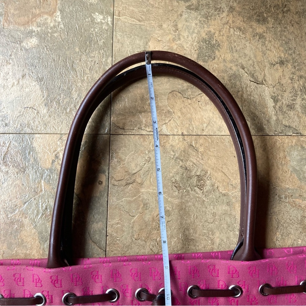Vintage Dooney&Burke tote Handbag Pink with Logo Canvas and Dual Leather Handles - Picture 8 of 16